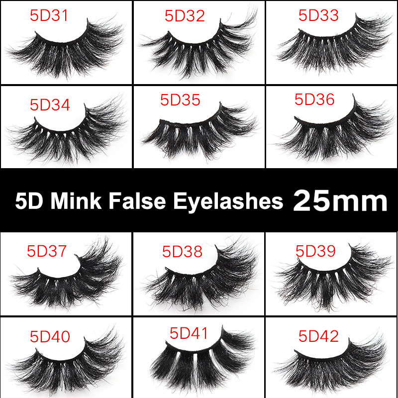 

1 Pair 25mm False Eyelashes Thick 5D Mink Lashes Makeup Dramatic Long Lashes 669