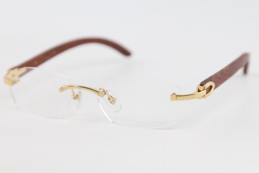 

Decoration gold frame glasses New Rimless Silver Decor Wood frame eyeglasses frames women Designer high quality lenses