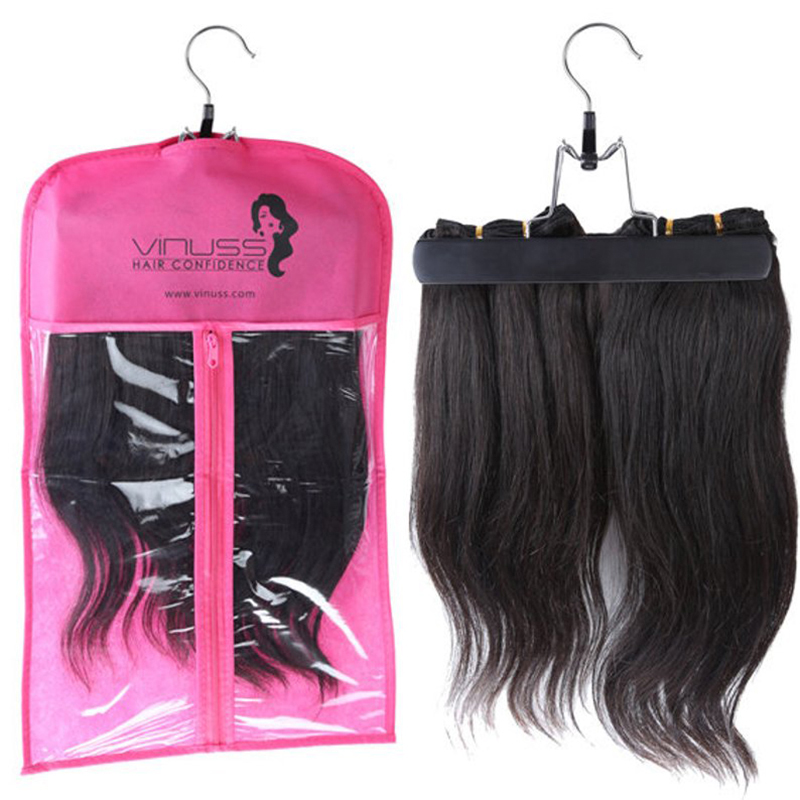 

Custom Logo Non-woven PVC wig storage bag for wigs dust bag transparent window wig