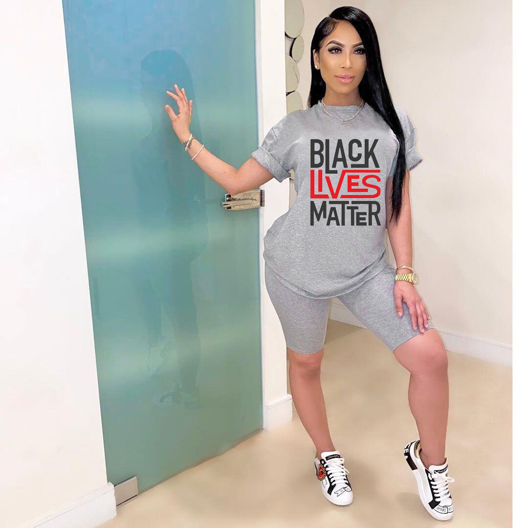 

Black Lives Matter Women Summer Clothing Sets Fashion Letter Prtined Tshirts + Tops 2020 Trend Clothing Suits 2020 For Wholesale, Yellow
