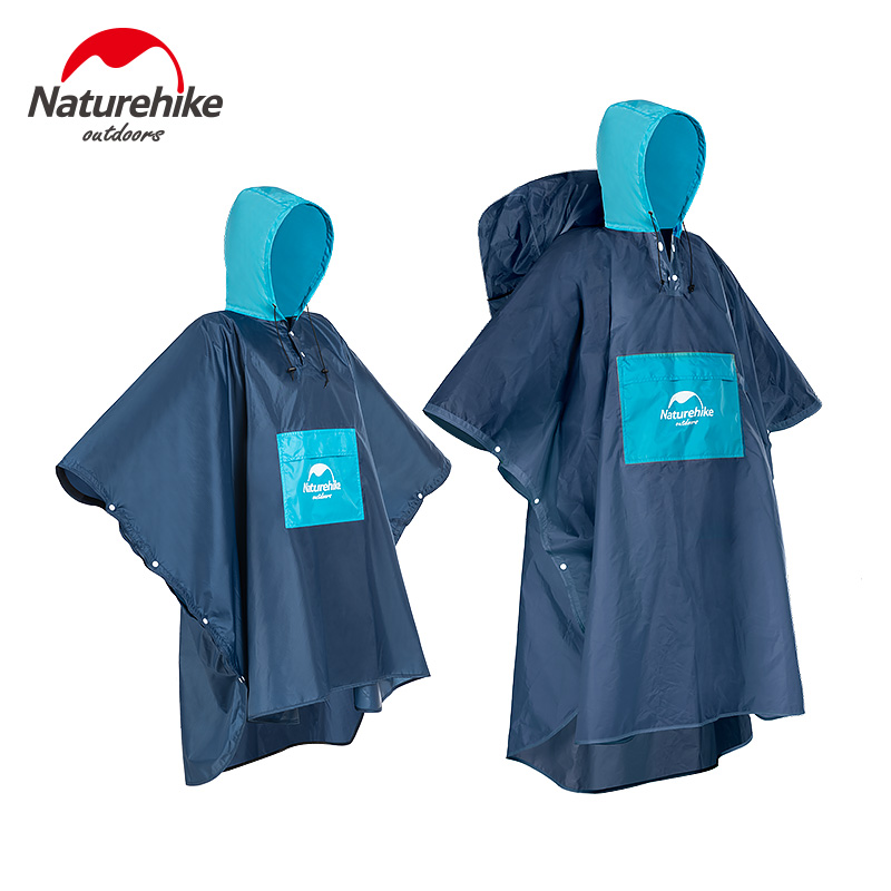 

NatureHike outdoor multifunction Rain Poncho Foldable Reusable Hiking Hooded Rain Coat Waterproof Jacket for Outdoor Activities, Blue