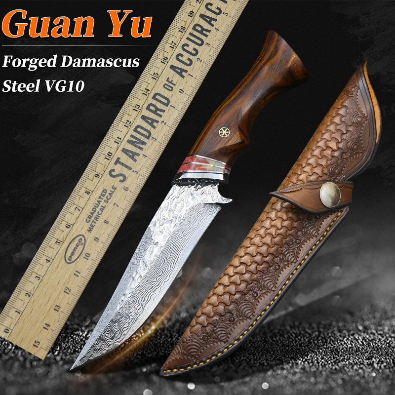 

VG10 Damascus Steel High Quality Straight Knife Outdoor Camping Hunting Fishing Hiking Survival Self Defense EDC Tool Belt Holster