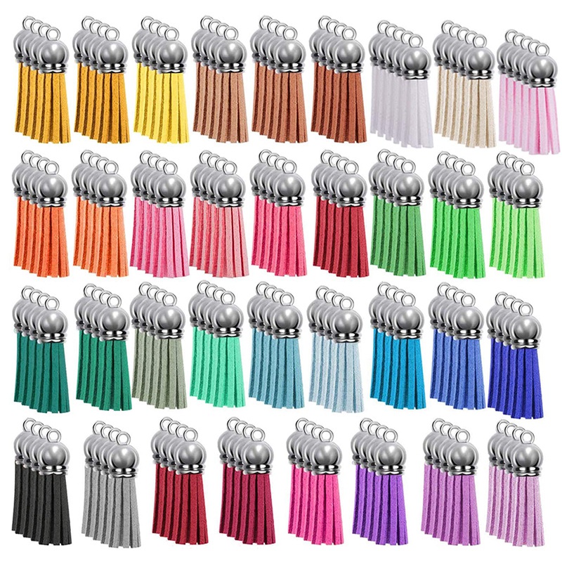 

140Pcs Keychain Tassel 38mm Leather Tassels Coloured Tassel for DIY Keyring Jewellery Making Craft Supplies 35 Colours