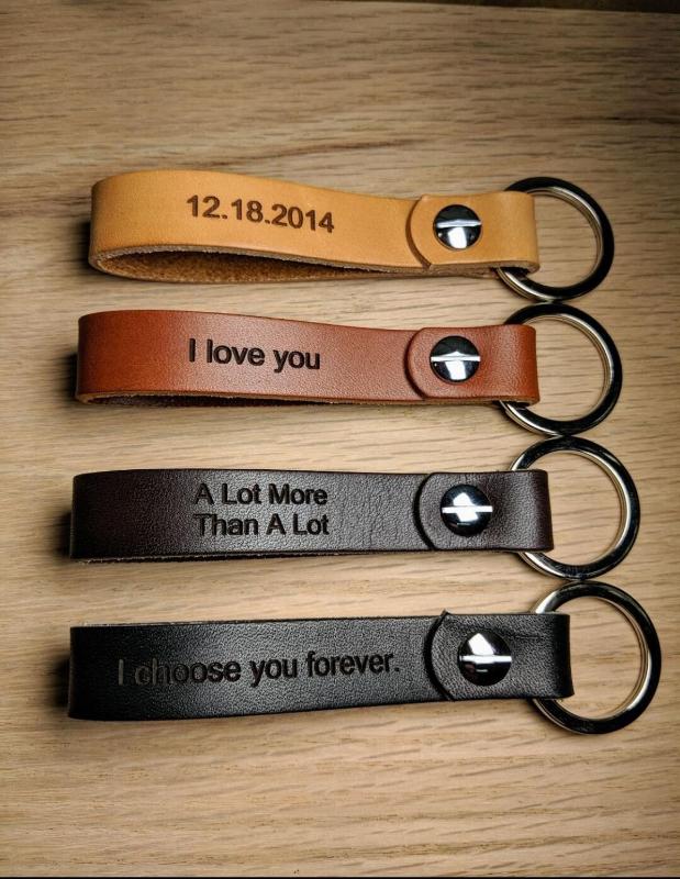 

Personalized Leather Keychain Latitude Longitude Keychain, Personalized Key Chain Leather Key Ring Father Gift Boyfriend Gift