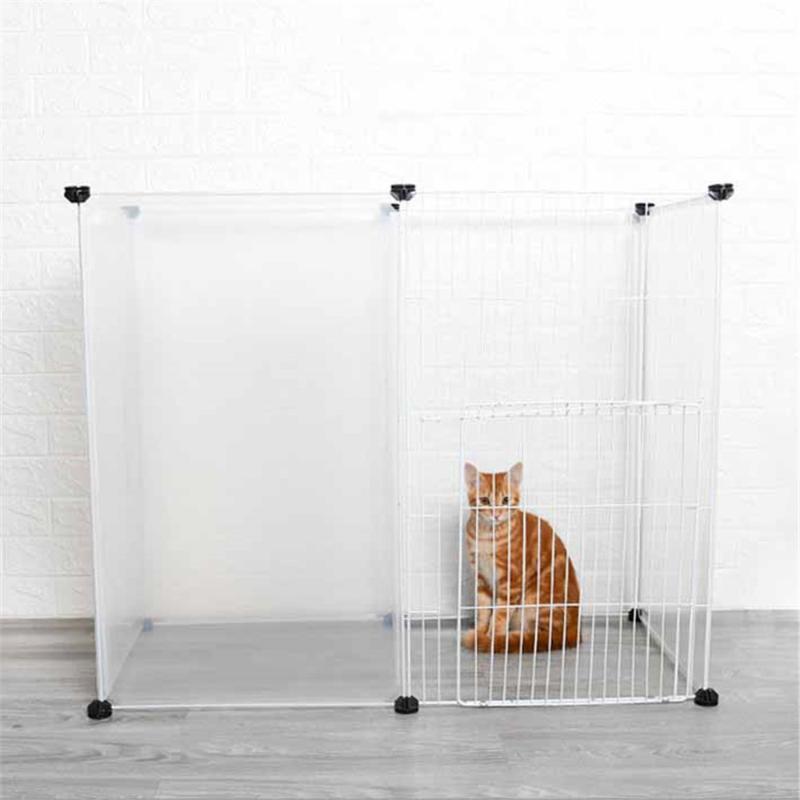 

DIY Pet House Playpen Dog Cage Indoor Iron Fence Foldable Puppy Kennel Cat Kitten Gate Exercise Training Space Guinea Pig, 6pcs fence with door