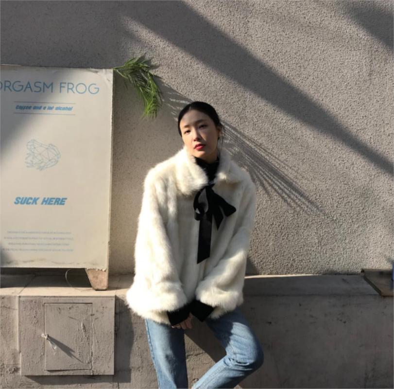 

2020 women's clothing winter outerwear coats new imitation coat Girls long section of loose coat was thin 1019, White