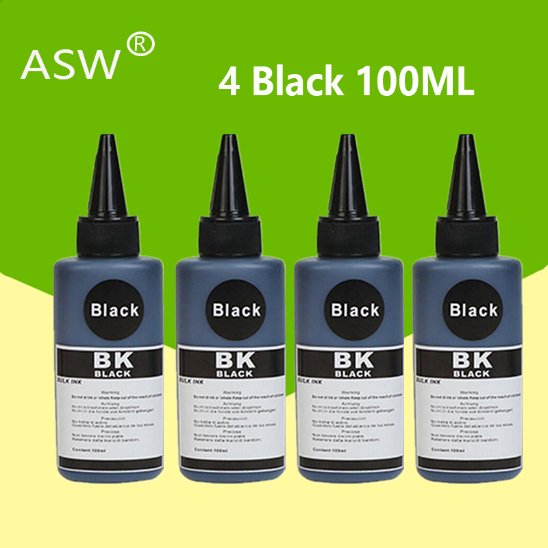 

ASW X4 Black 100ML Refill Dye Ink Kit for for Canon Brother Lexmark Printer CISS Ink