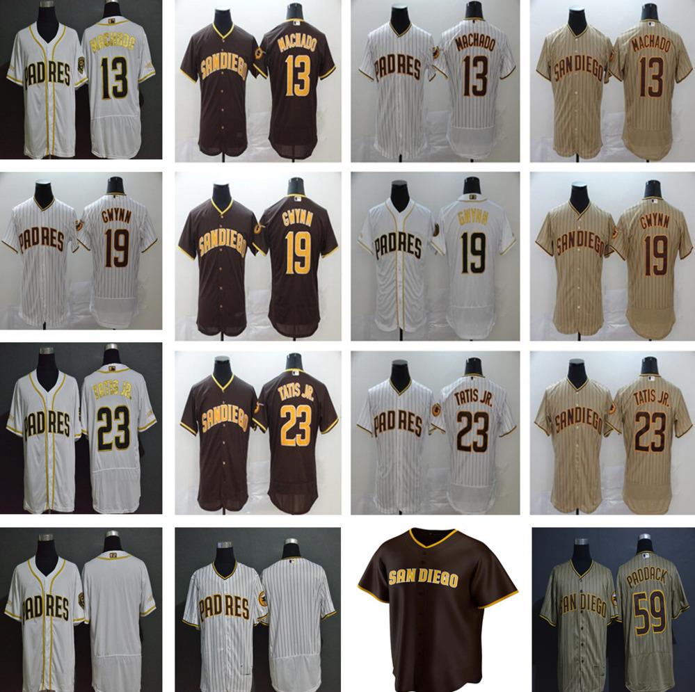 

2020 New Season Baseball 13 Manny Machado Jerseys Stitched 19 Tony Gwynn 23 Fernando Tatis Jr 59 Chris Paddack Gold White Brown Jerseys, Colour 16