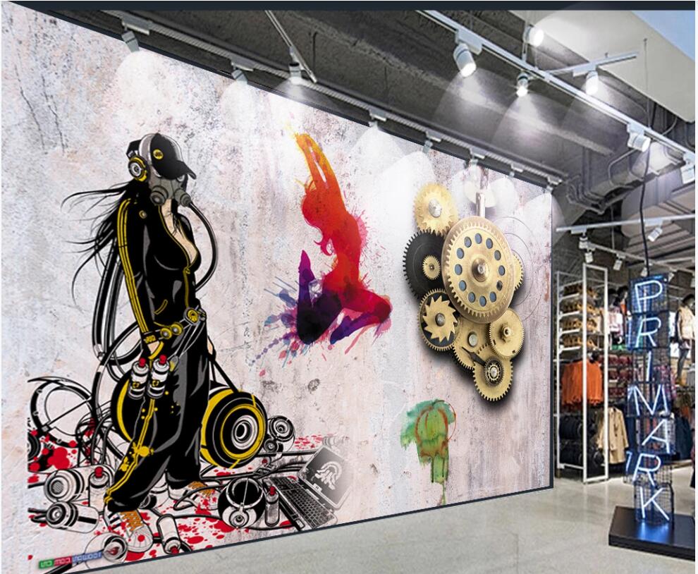 

3d wallpaper custom photo mural Retro city graffiti bearing bar nightclub tooling home decor 3d wall murals wallpaper for living room, Non-woven wallpaper