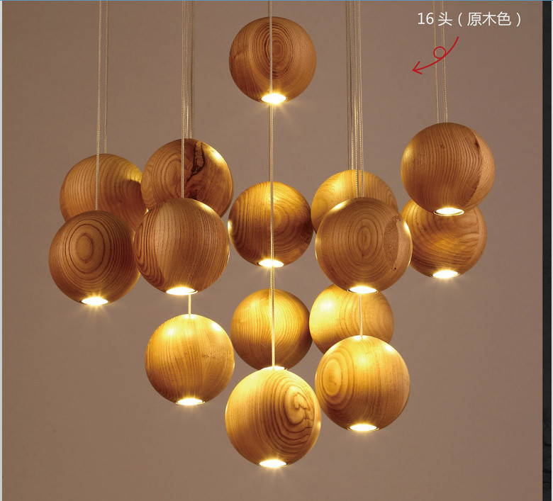 

2019 Hot Solid wood chandelier modern Chinese Japanese Nordic creative minimalist living room dining three single-head wooden lamp