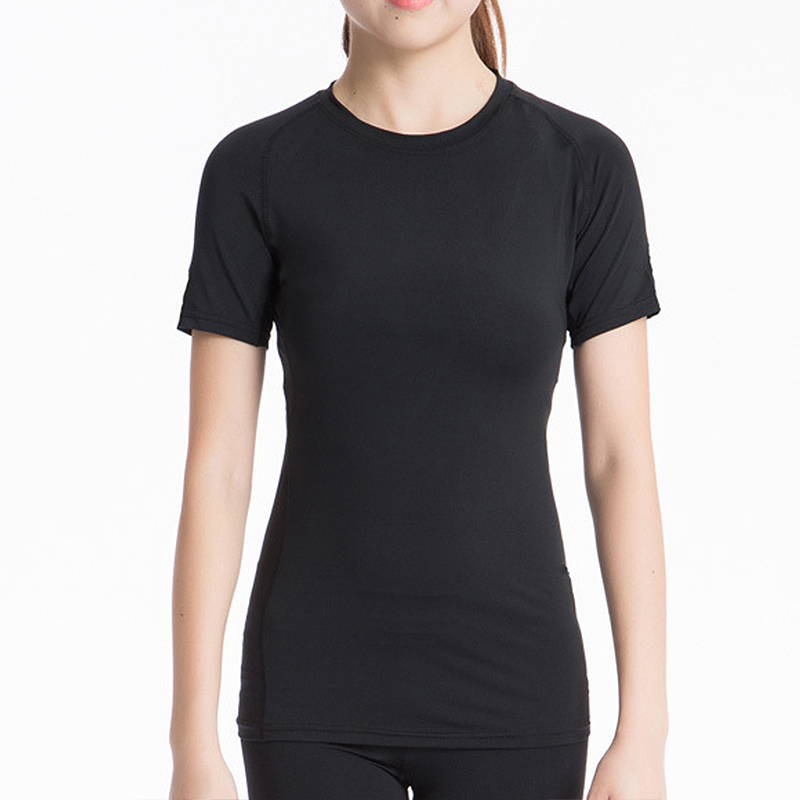 

Hot Gym Shirt Breathable Quick dry Compression Tights Fitness Womens Sport t shirt Running Short sleeve t-shirt Yoga tee tops, Black
