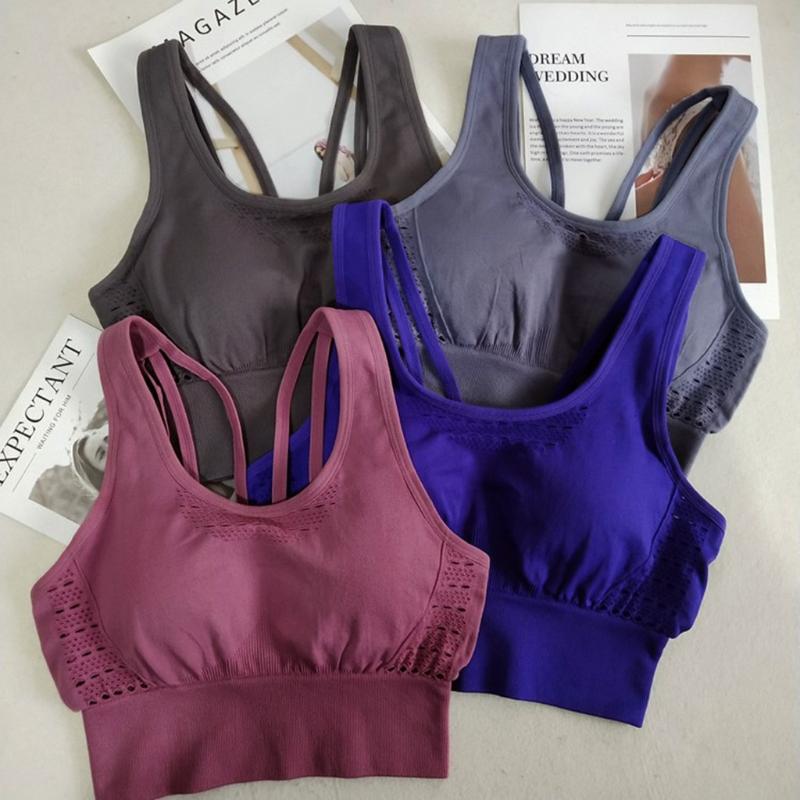

Cross Strap Back Women Sports Bra Professional Quick Dry Padded Shockproof Gym Fitness Running Hollow Yoga Sport Brassiere Tops, Rd
