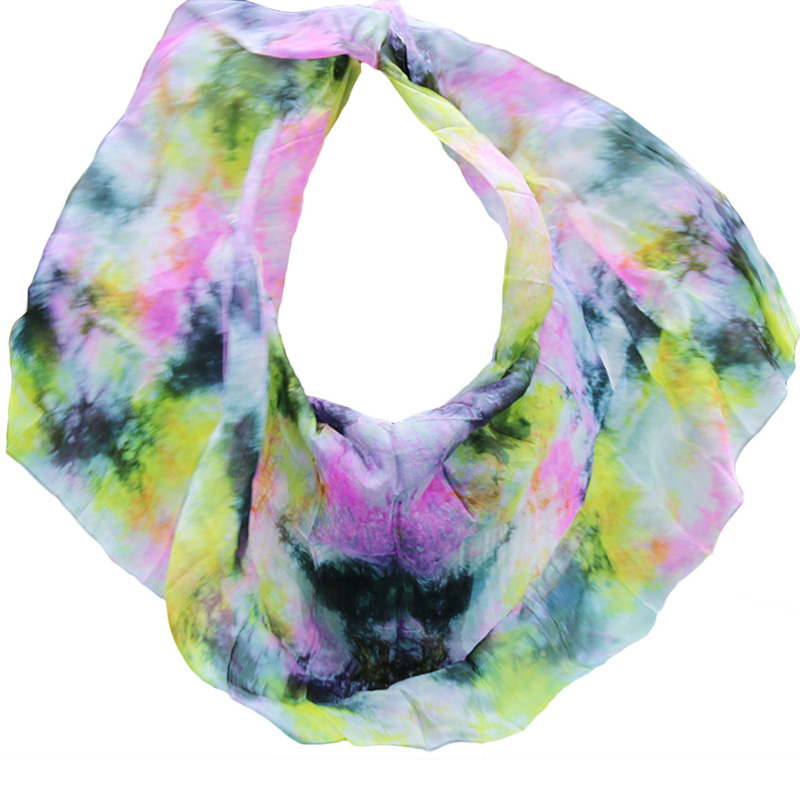 

Customized 100% Real Chinese Silk Belly Dance Veil Handmade Dyed Silk Veil Pure Natural Shawl Women Scarf Costume Accessory, Color 1-ye