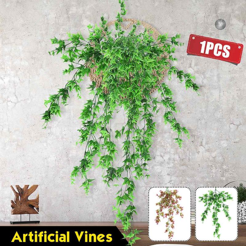 

Hanging Artificial Vines Leaves Plants Artificial Plant Home Ornament Material Home Outdoor Garden Party Wedding Decorations, Red