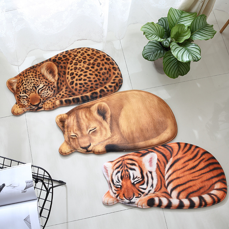 

3D Lion Tiger Irregular Carpet Rug Artificial Fur Carpet Kids Room Area Rug for Living Room Bedroom Hallway Floor Mat Doormats