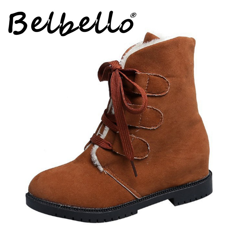 

Belbello 2020 new snowfield boots, women's flat heels, winter cotton boots, women's cotton shoes, large-scale cross-border, Black
