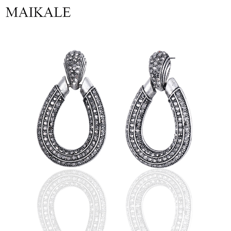 

MAIKALE Vintage Western Style Zinc Alloy Dangle Micro Inlay Rhinestone Drop Earring for Women Jewelry High Quality Classic Gifts