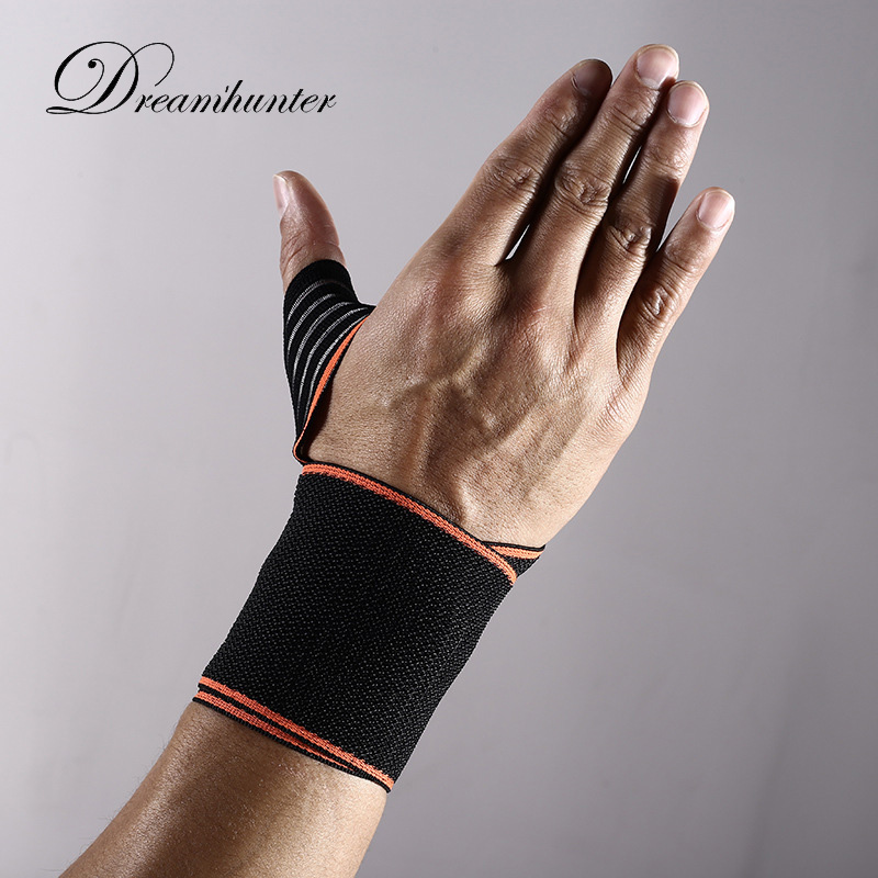 

1 pcs Adjustable strap wrist support pressure Wrist Brace Fitness bandage gym gloves sweatband munhequeira protector, Black