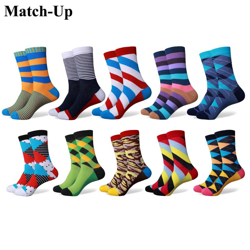 

Match-Up Men's Funny Colorful Combed Cotton Socks Argyle Casual Dress Wedding Socks(10 Pairs/lot, As pic
