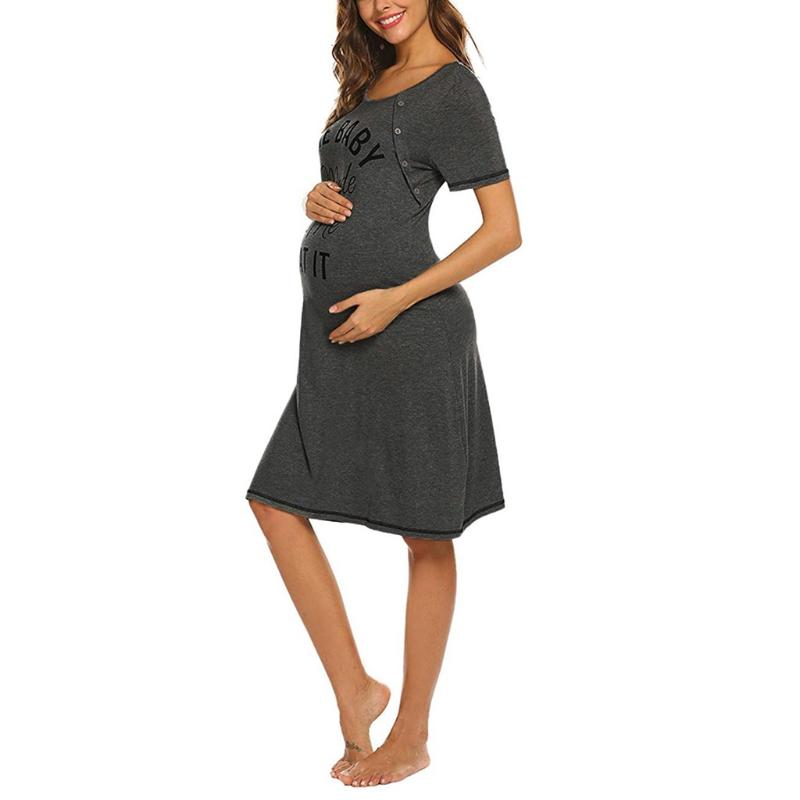 

Women's Maternity Casual Letter Nursing Dresses for Breastfeeding vestidos femininos robe femme ete 2020 ropa mujer clothes, Dark grey