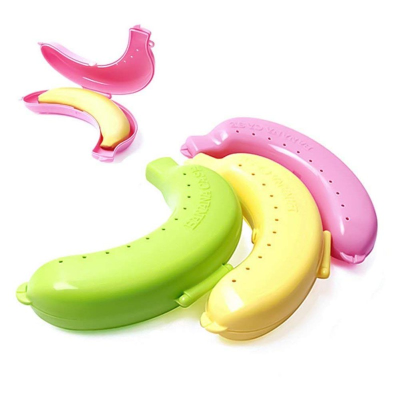 

3pcs Banana Case Protection Box Portable Container Plastic Outdoor travel fruit Banana protection Candy Nut Storage Cases
