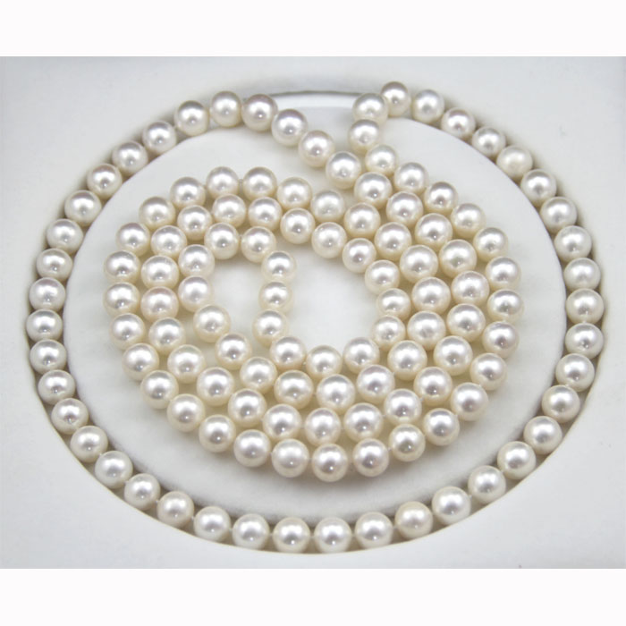 

100% natural pearl necklace round white sweater chain 9-10mm Fine jewelry 925 Silver clasp 130CM