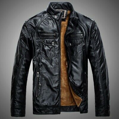 

New Men's Leather Jackets Outdoor Stand Motorcycle PU Jacket Male Autumn Casual Leather Coats Slim Fit Mens Brand Clothing, Black