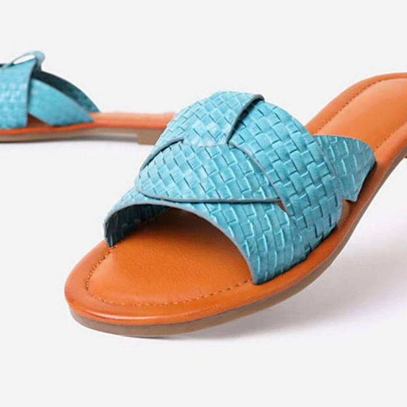 

Women's Slippers 2020 Summer Style Fashion Slippers Sandals Women Casual Beach Pu Leather Sandals Comfort Flats 36-42