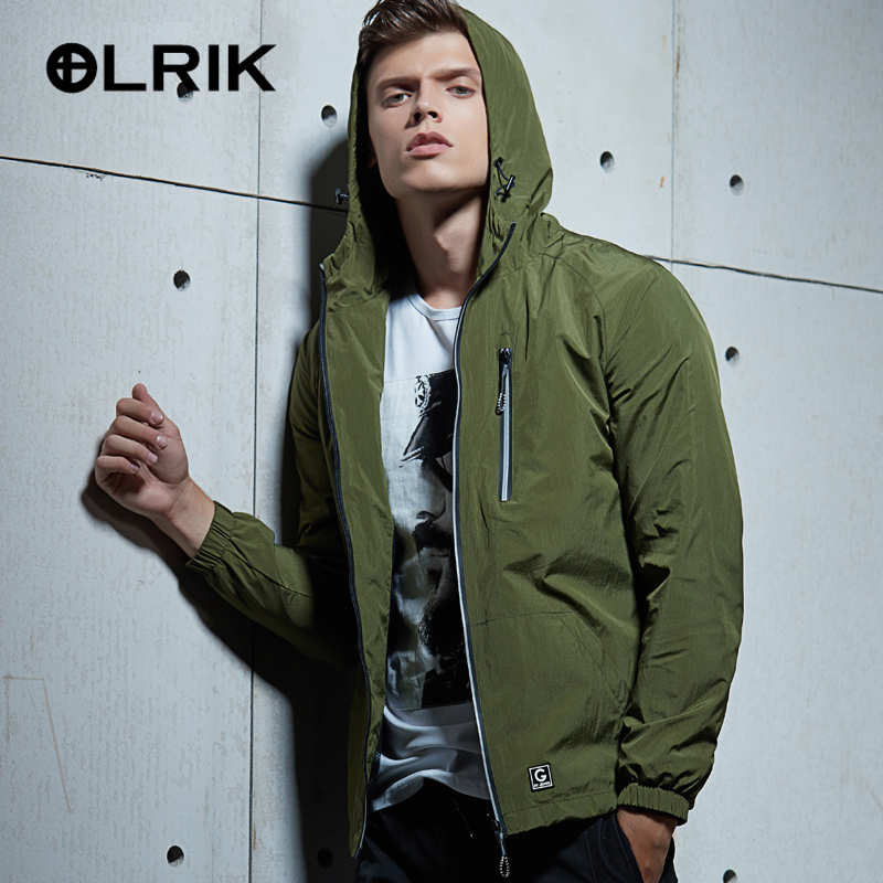 

OLRIK 2020 Autumn Men Thin Jacket Coat with Hat Male Bomber Jacket Overcoat Thin Casual M-XXXXL Outerwear Manteau Homme, Black