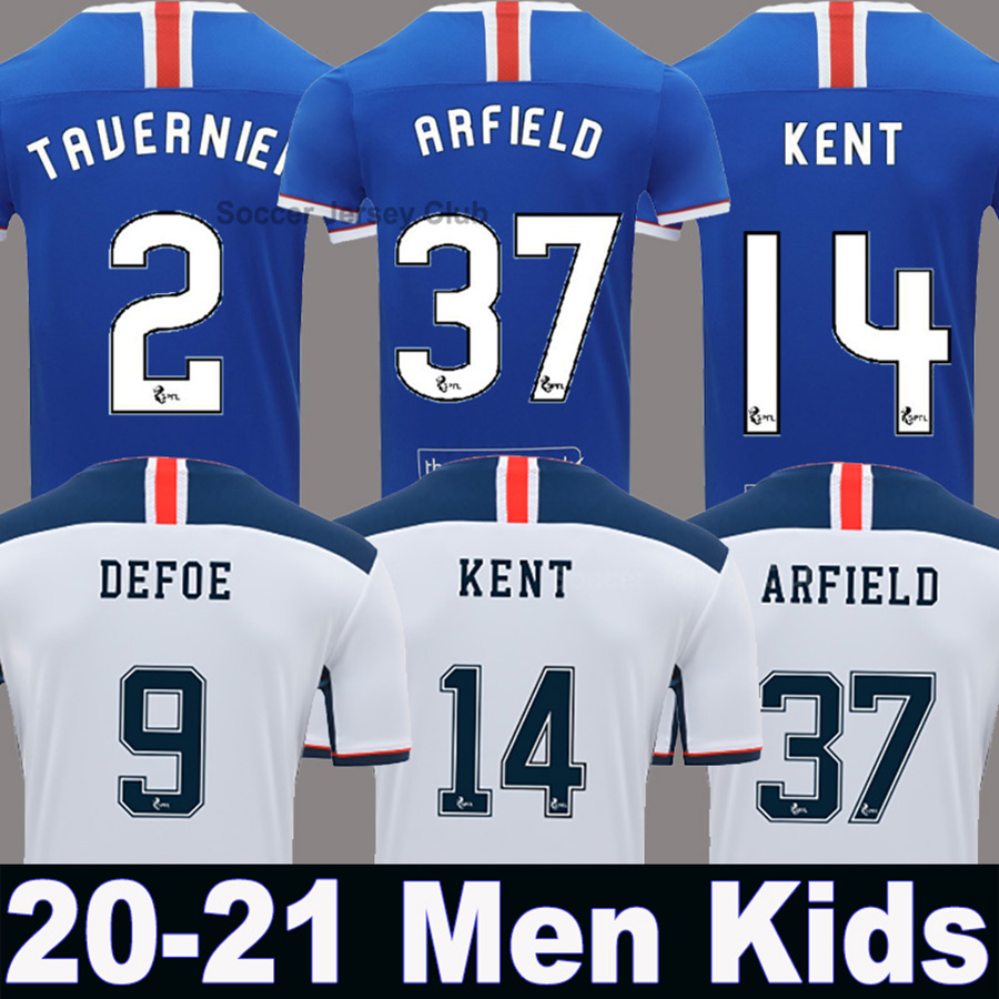 

20 21 Thailand Quality Glasgow Rangers FC Home blue Soccer Jerseys 2020 2021 Rangers Away white Men + kids kit set Football Shirt Uniform, Black;yellow