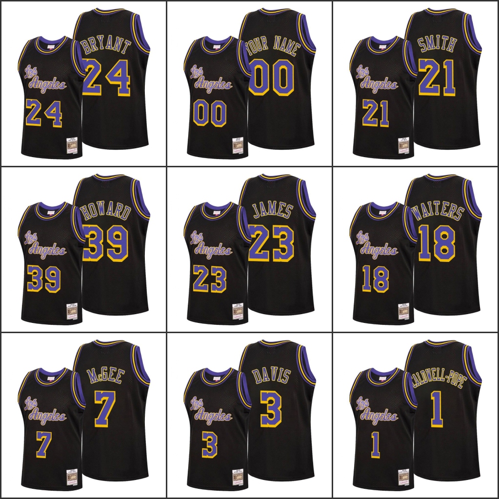 

Men Los Angeles Lakers Kobe Bryant LeBron James J.R. Smith Anthony Davis NBA 2020 Reload Classic Black Custom Jersey