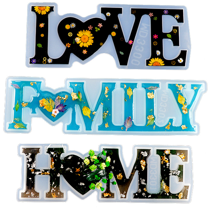 

Love Home Family Silicone Mold Love Resin Mold Love Sign Word Mold Epoxy Resin Molds for DIY Table Decoration Art Crafts