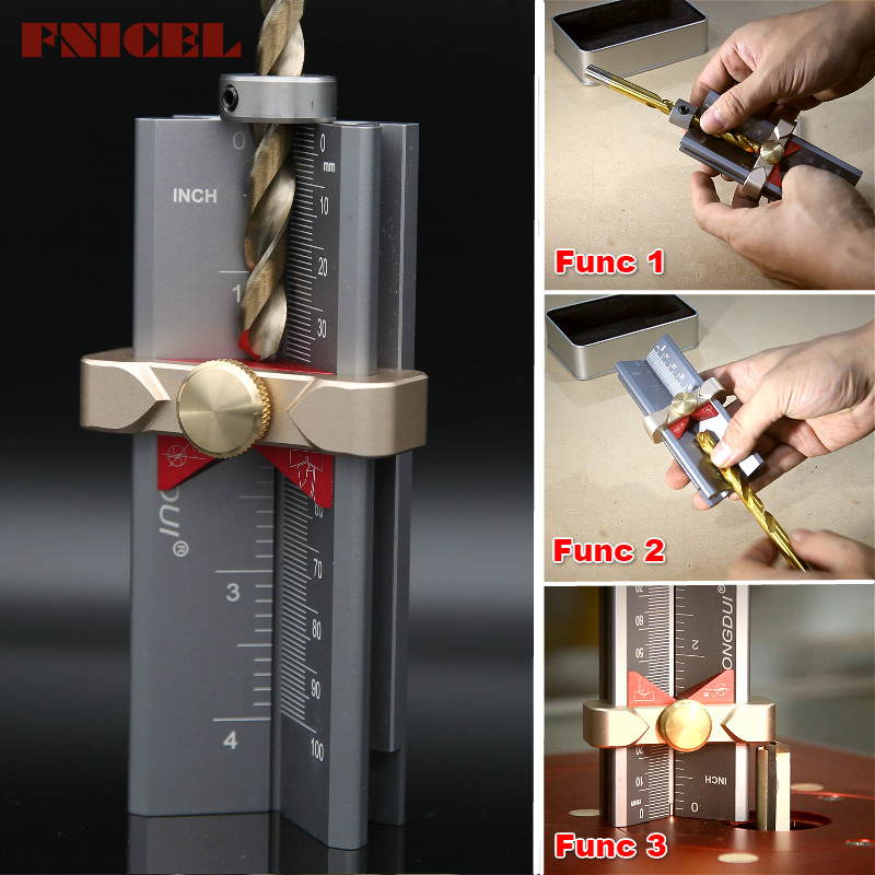 

Multi-functional Woodworking Tools Height Gauge Limit Ring Installation Aid Drill Angle Measurer High Precision Rule