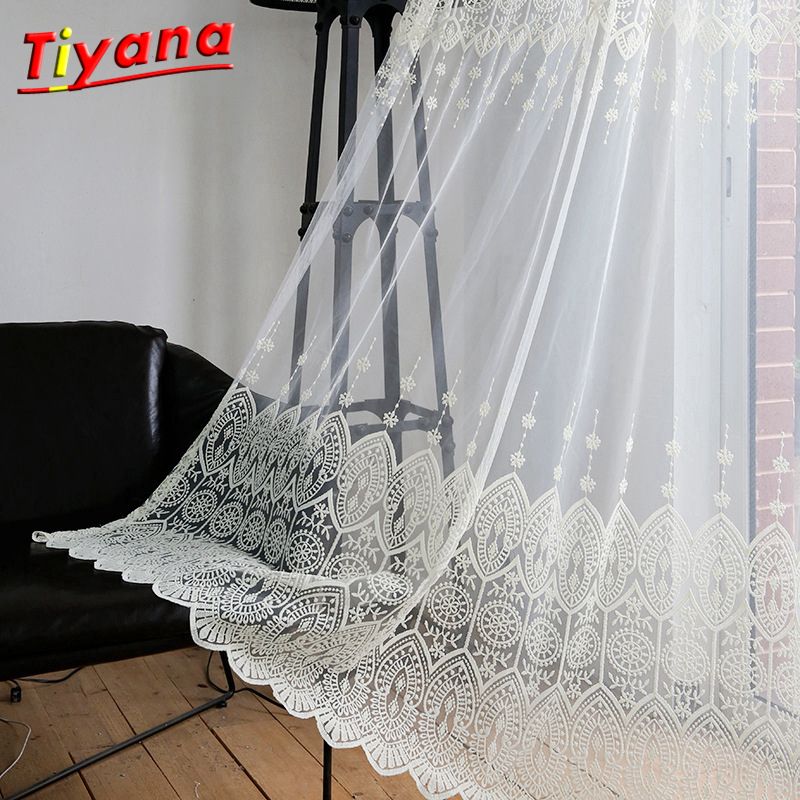 

Embroidery Geometric Tulle Curtain For Baby Girl Bedroom Sheer Curtains For Living Room Children Japanese Korean Tulle WP022 *40