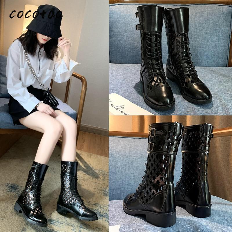 

Breathable Sandals Women's Spring And Summer Thin Short Boots Wild Summer Boots Women's Mesh Hollow Boot Sandals, Black