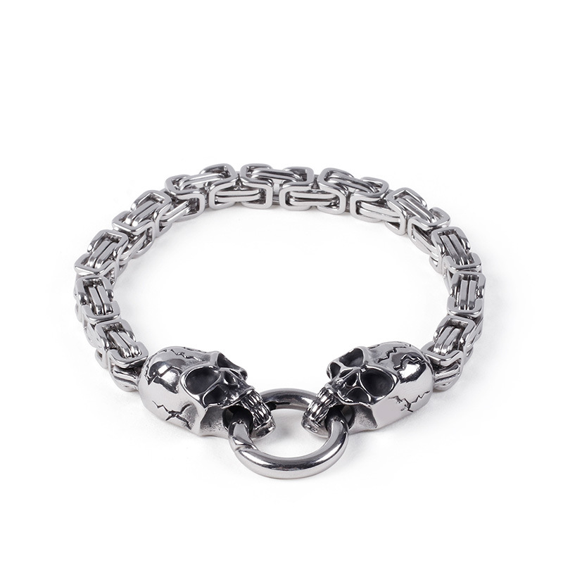 

European and American men's stainless steel ghost head bracelet personality retro skull jewelry
