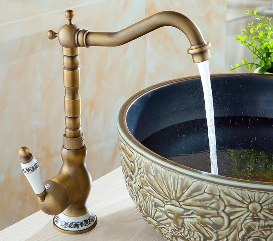 

All Copper European Antique Faucet Above Counter Basin Faucet Basin Retro Above Counter Hot And Cold Water