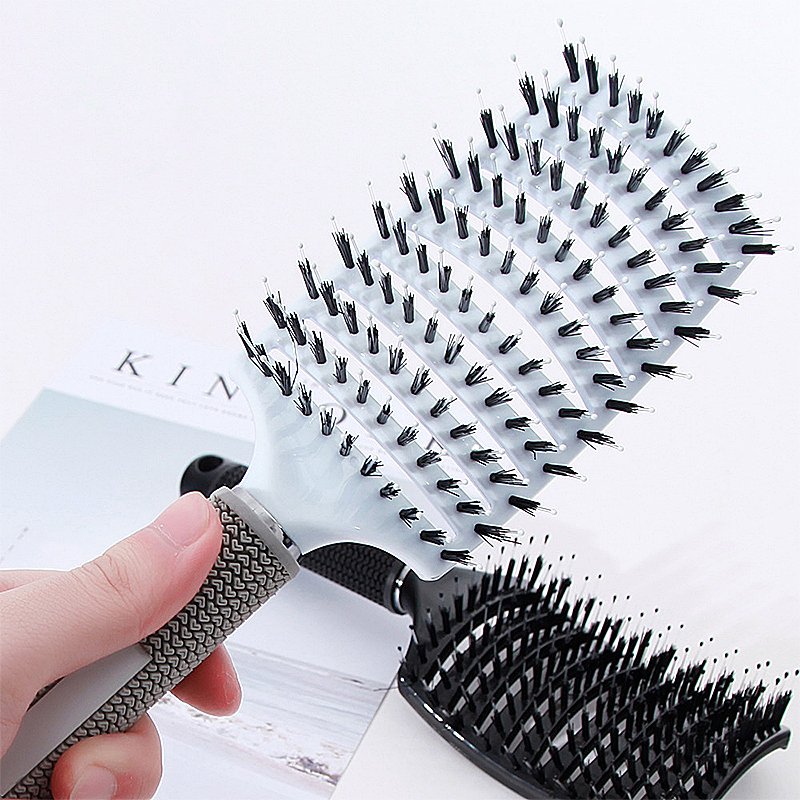 

Hot Sale Large Curved Bristle Hair Comb Gap Design Non-slip Handle Hair Brush Women Barber Accessory Haircare Modelling Hot Comb