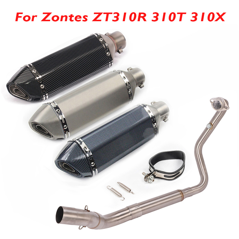 

Motorcycle Exhaust Tip System Muffler Escape Tail Muffler Baffle Header Connector Pipe for Zontes ZT310R ZT310T ZT310X