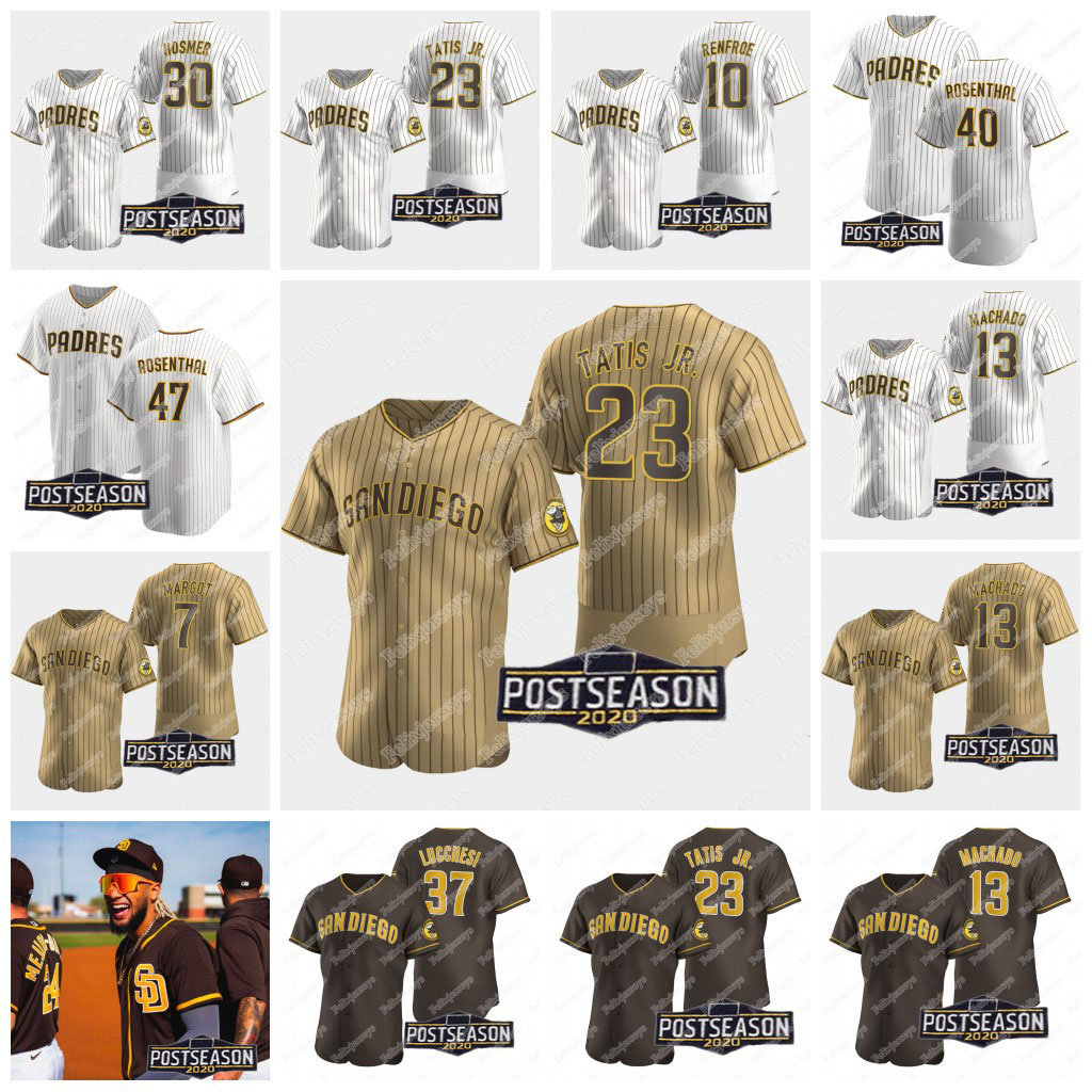 

23 Fernando Tatis Jr. 2020 Postseason Jersey Manny Machado Chris Paddack Tony Gwynn Eric Hosmer Manuel Margot Austin Hedges Wil Myers Jersey, Flexbase brown