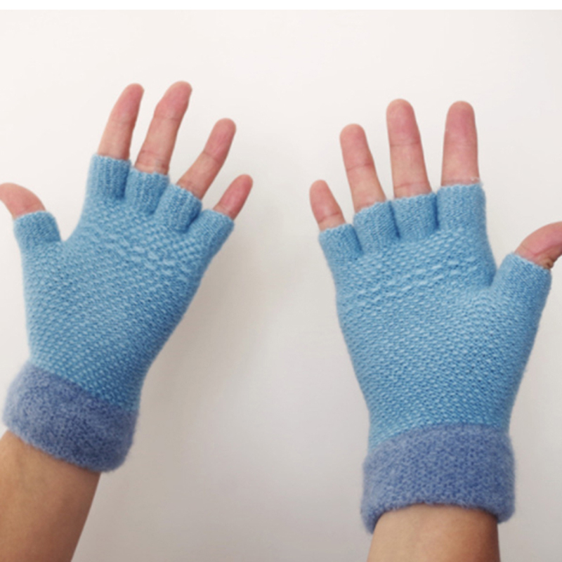 

Bigsweety Women Christmas Half Finger Gloves Classic Knit Mitten Gloves Warm Knitting Female Winter Accessories Hot Sale