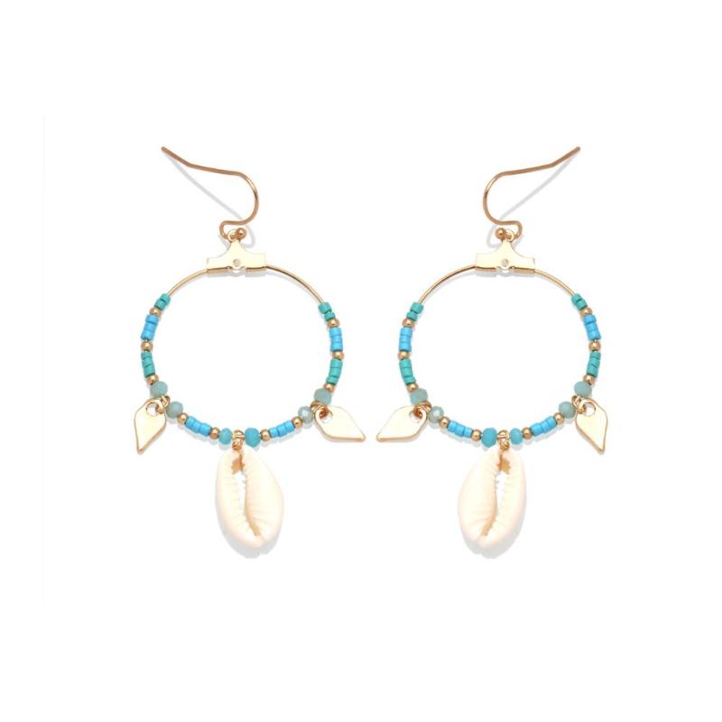 

Boho Glass Seed Beads White Cowrie Seashell Crystal Hook Earrings 2020 New Fashion Blue Pink Summer Beach Bohemian Jewelry Gift