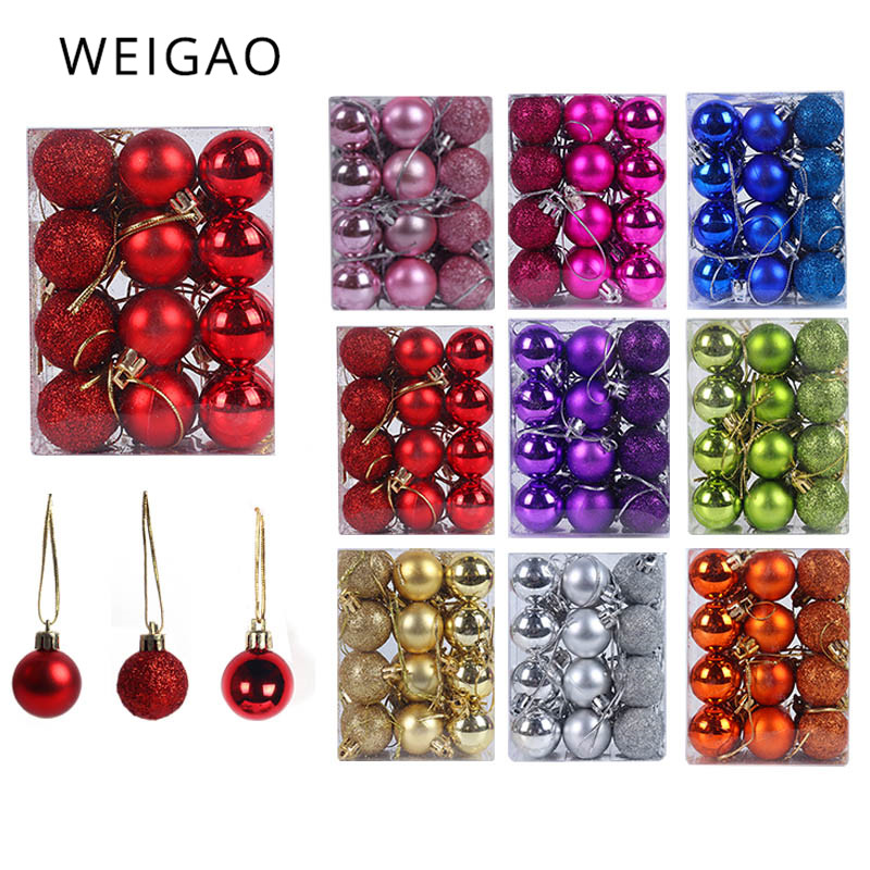 

Party Decoration WEIGAO 24pcs Christmas Tree Toys Decorations Ball Bauble Xmas Hanging Ornaments For Home Year Navidad
