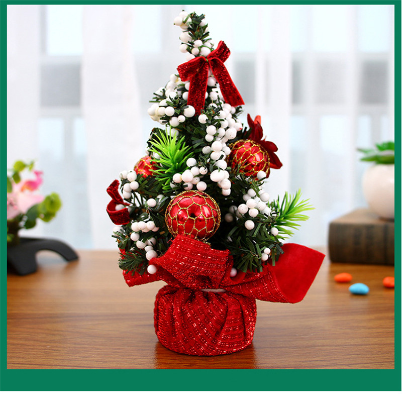 

Mini Christmas Tree Artificial Tabletop Christmas Tree with Cute Ornaments Solid Base for Home Office