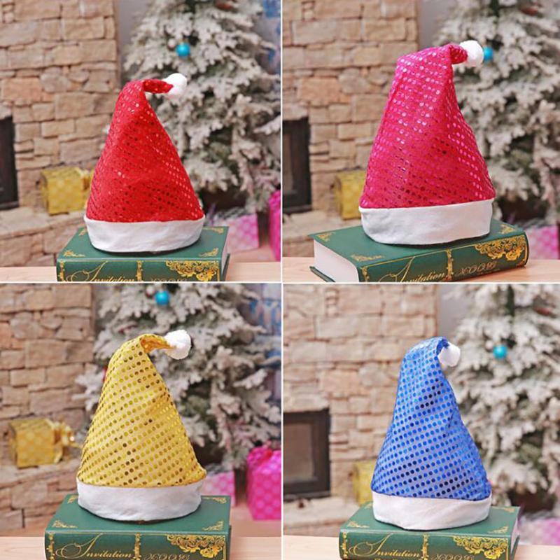 

1Pc Christmas Hat Sequins Caps Christmas Decoration Festive Party Hats Ornaments New Year's Gifts Supplies For Children 28*35cm