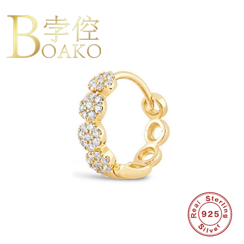 

BOAKO 925 Sterling Silver Earrings Hoops Piercing Diamond Earrings For Women Couple Jewelry Fashionable Zircon Lurury