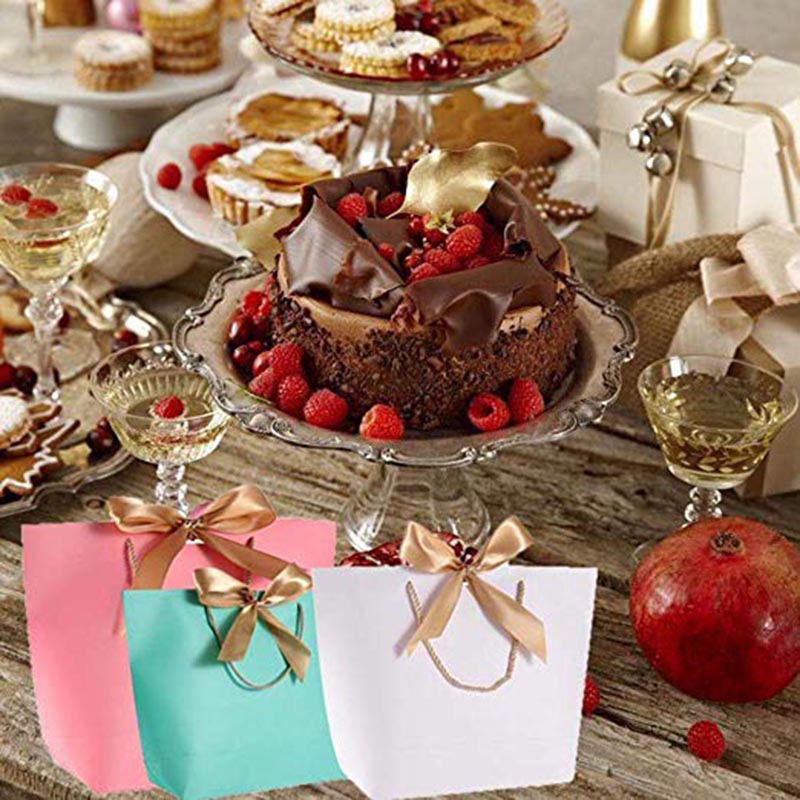 

10pc Large Size Gift Box Packaging Gold Handle Paper Gift Bags Kraft Paper With Handles Wedding Baby Shower Birthday Party Favor