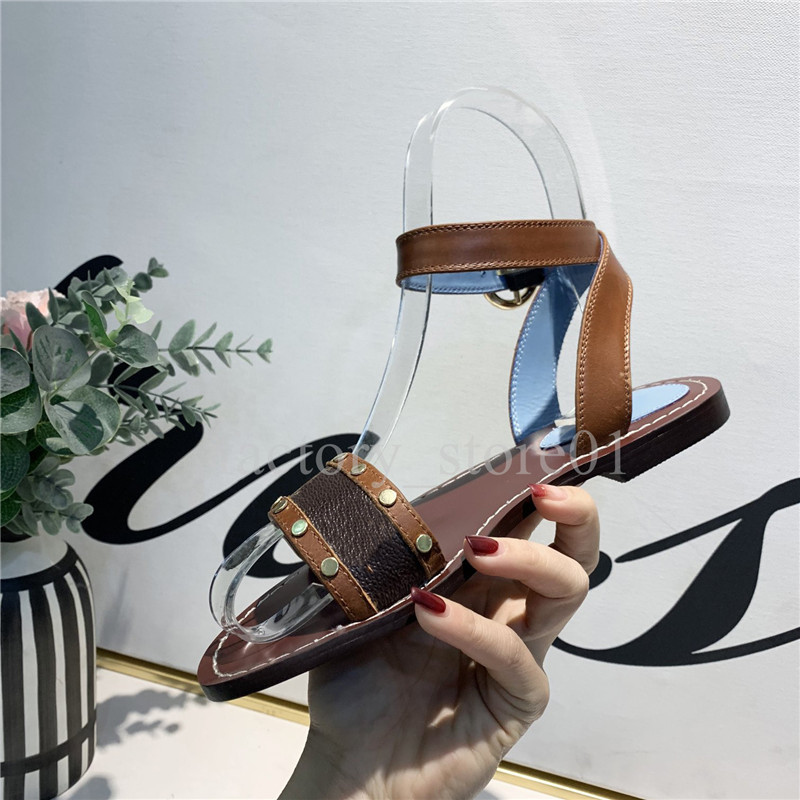 

2021 Women Sandals Summer Flats Sexy Ankle Flower Print Gladiator Sandals Women Casual Slides Shoes Designer Ladies Beach Sandales Dames, Style-1
