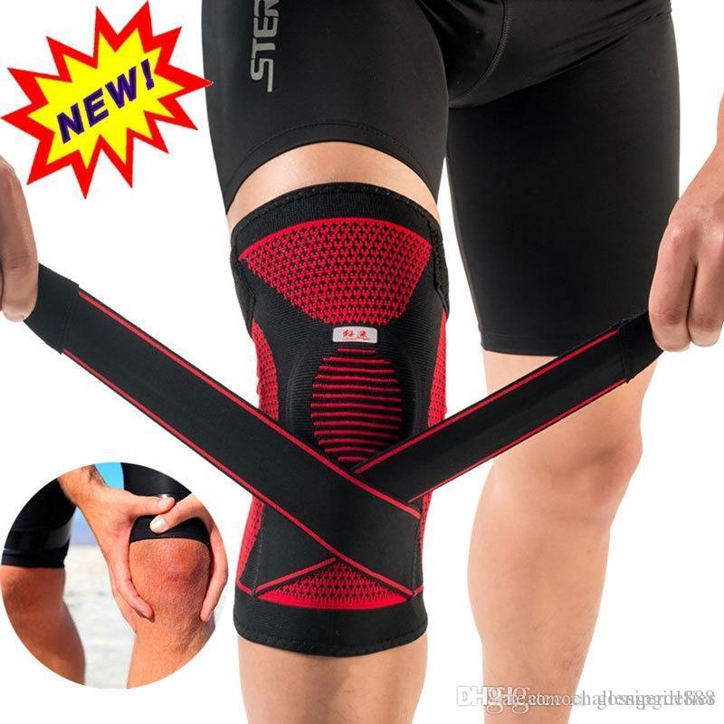 

knee pads volleyball knee sleeve elastic knee brace support sports adjustable bandage protector basketball kneepad kneecover, Black;gray