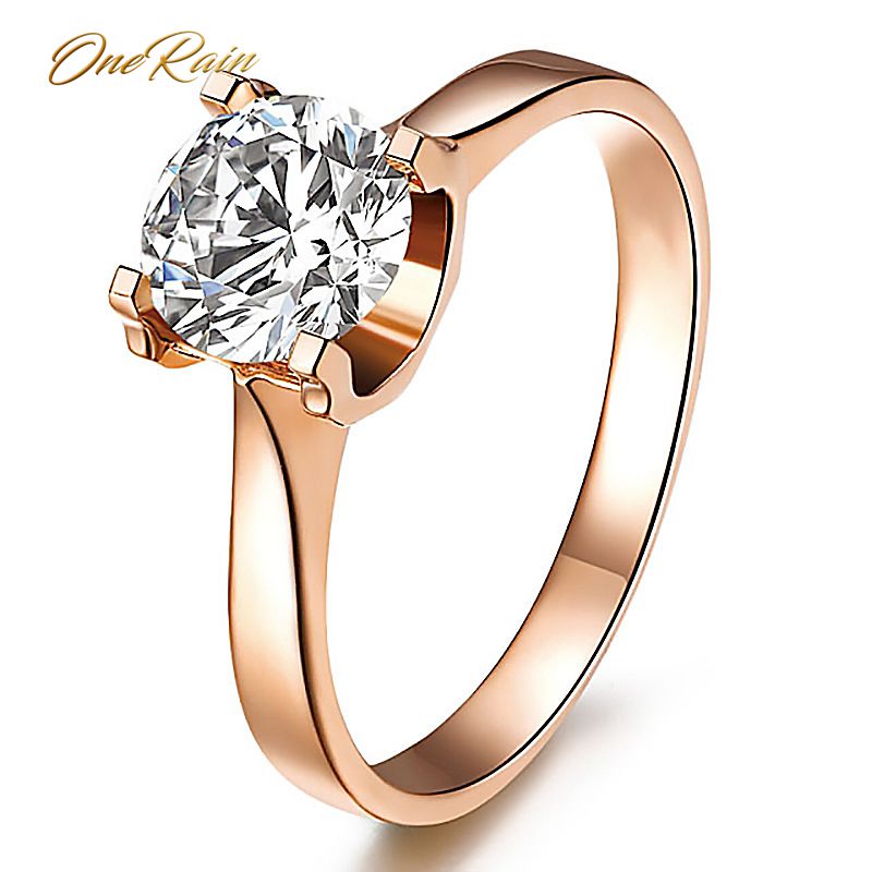 

OneRain Classic 100% 925 Sterling Silver Created Moissanite Gemstone Engagement Rings Wedding Band Jewelry Gifts Wholesale 5-12